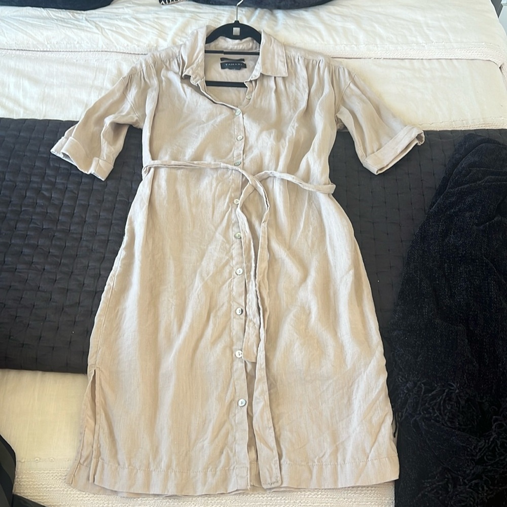 Linen button down midi dress